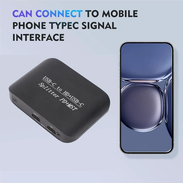 Alt view image 6 of 7 - Type C to HD Type C Splitter Adapter High Performance 4K 60Hz Dual Display Multimedia Converter with PD Charging for Laptop PC Iron Shell