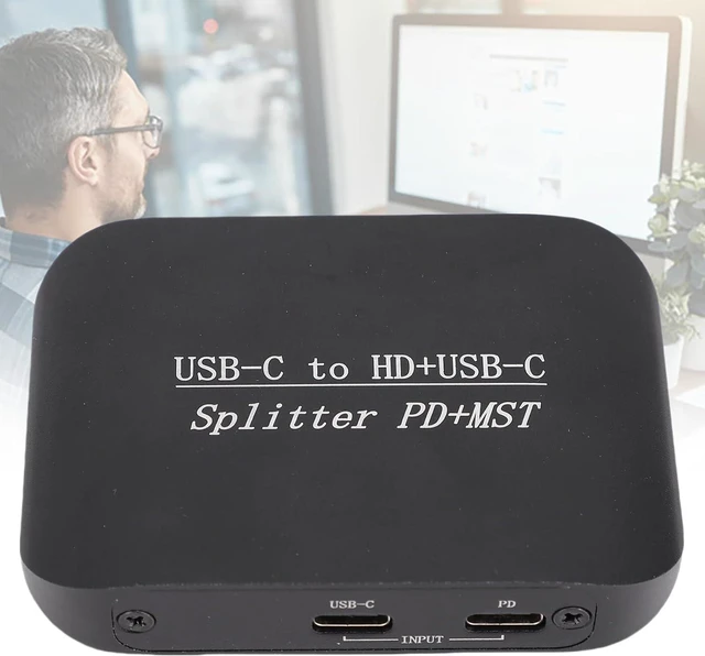 Alt view image 7 of 7 - Type C to HD Type C Splitter Adapter High Performance 4K 60Hz Dual Display Multimedia Converter with PD Charging for Laptop PC Iron Shell