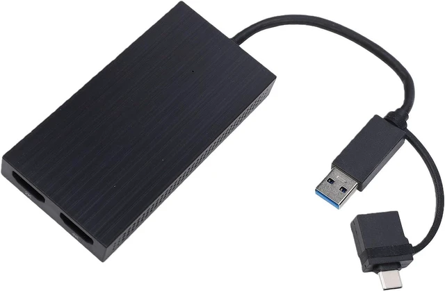 Main image of USB C to Dual HD Adapter, 4K 2K Simultaneous Output USB 3.0 Hub with Hybrid Cable for Laptop PC Monitor, Supports 3 4 USB4