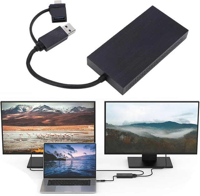 Alt view image 7 of 7 - USB C to Dual HD Adapter, 4K 2K Simultaneous Output USB 3.0 Hub with Hybrid Cable for Laptop PC Monitor, Supports 3 4 USB4