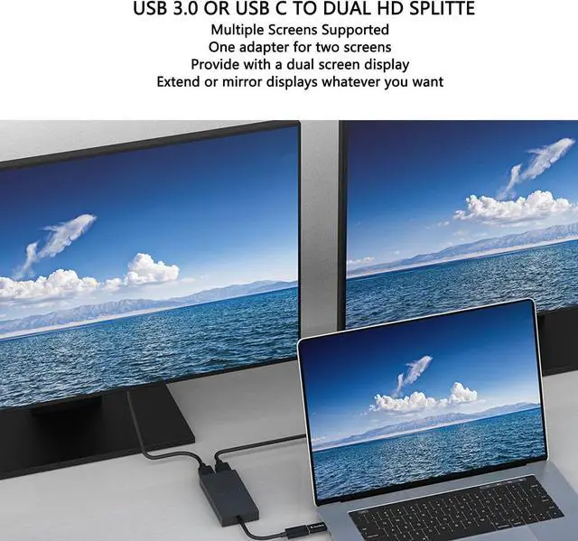 Alt view image 3 of 7 - CUIFATI USB C to Dual HD Adapter, USB 3.0 Splitter Supports 4K 2K Extended Display with Hybrid Cable for 3 4 USB4, for PC Laptop Workstation