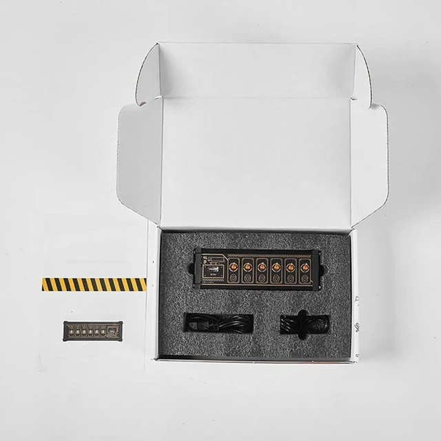 Alt view image 7 of 7 - 6 Ports USB C Splitter, Retro USB Hub, 6-Port USB Docking Station with Independent Control Switch, LED Status Light, 4 Data Ports & 9 USB Outputs for Phones, Tablets and Gadgets