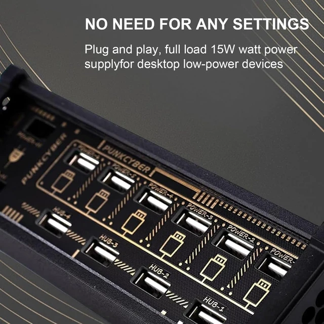 Alt view image 3 of 7 - Retro USB C Hub, 6 Ports USB C Splitter, 6 Ports USB Docking Station with 4 Data Ports & 9 USB Outputs, Independent Control Switch for Phones, Tablets and Gadgets
