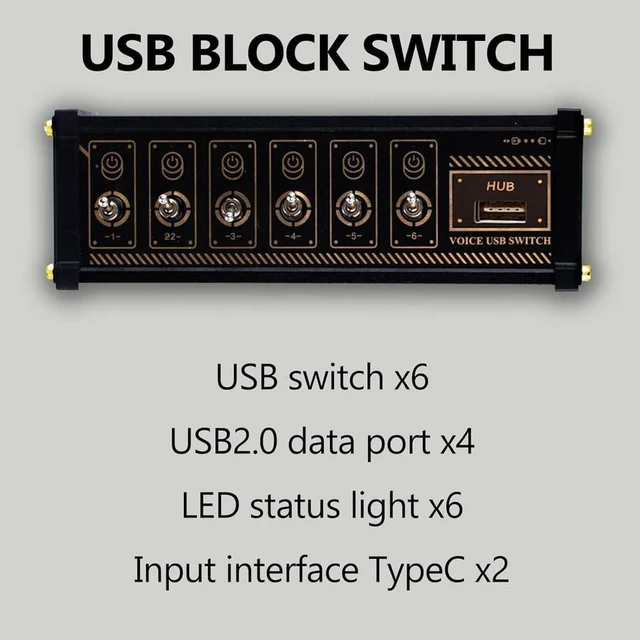Alt view image 6 of 7 - Retro USB C Hub, 6 Ports USB C Splitter, 6 Ports USB Docking Station with 4 Data Ports & 9 USB Outputs, Independent Control Switch for Phones, Tablets and Gadgets