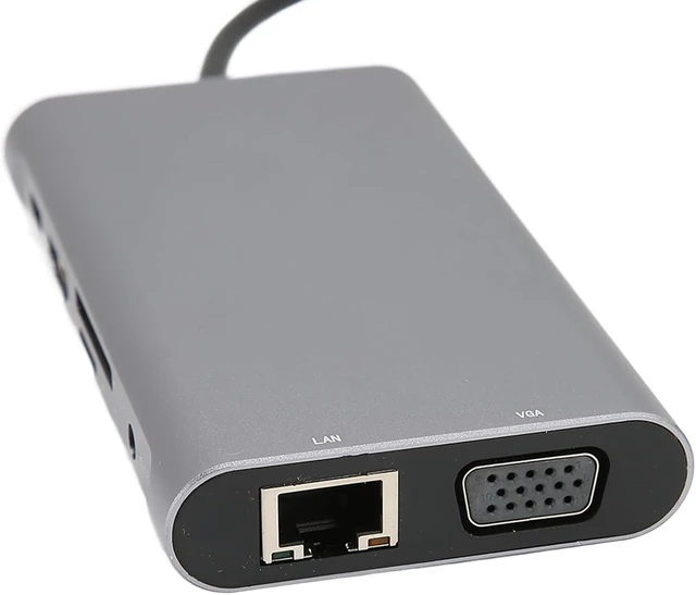 Alt view image 5 of 7 - USB C Hub 10 in 1 with 4K HDMI VGA Gigabit Ethernet 3 USB 3.0 PD Charging SD Card Slot Audio Port