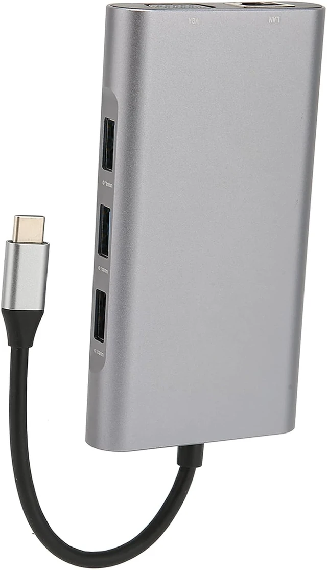 Alt view image 6 of 7 - USB C Hub 10 in 1 with 4K HDMI VGA Gigabit Ethernet 3 USB 3.0 PD Charging SD Card Slot Audio Port