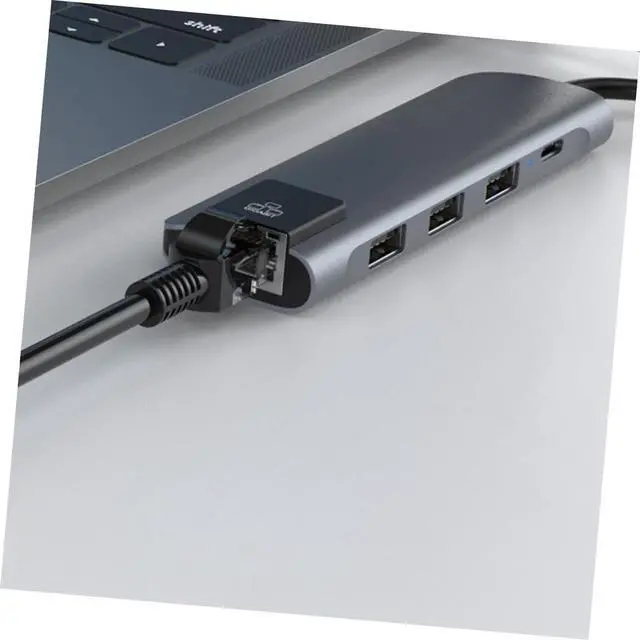 Alt view image 4 of 6 - Mikikit Typec5 in One Docking Station Charging Adapter Adaptador Universal USB Hub USB Type c to Adapter USB Type c to Converter USB c to Docking Station Silver USB Chub Type-c Hub Adapter