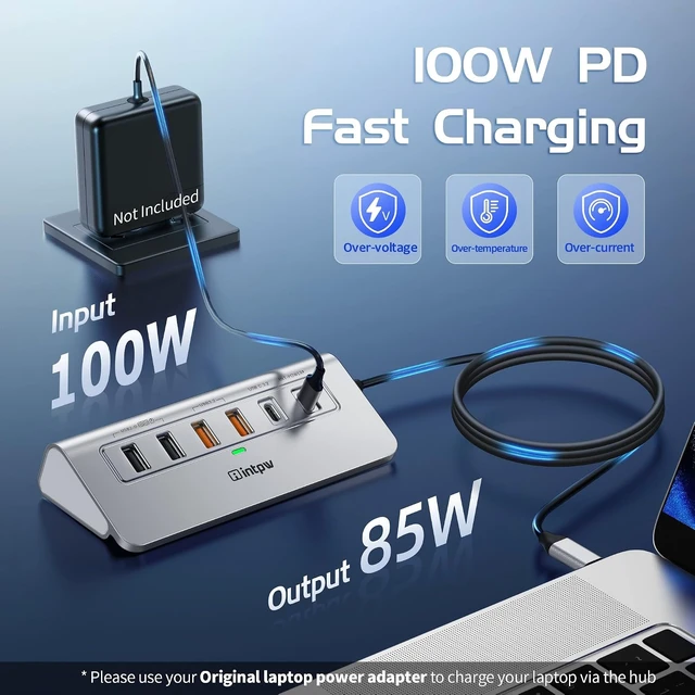 Alt view image 7 of 7 - USB C Hub Ethernet, 10Gbps USB Docking Station 10-in-1 with 4K@60Hz HDMI, USB C and 2 USB A 3.2 Data, LAN, 2 USB A 2.0, PD 100W, SD/TF Ports, 3.28FT Powered USB Hub for Laptop, PC, iPhone 16/15, Mac