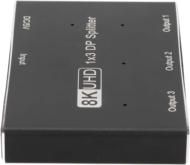 Alt view image 3 of 7 - 1x3 DisplayPort Splitter DP 1.4 MST SST Hub, Triple DisplayPort Splitter for Android iOS Systems, Supports 8K 30Hz 4K 144Hz Ultra HD with Micro USB Power