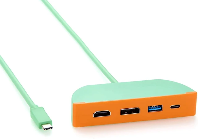 Main image of 4-in-1 Portable USB C Hub, Multiport Adapter with Dual Monitor 4K@60Hz HDMI DisplayPort, 10Gbps USB-C and USB-A Data Ports, for Laptop, macOS, Windows, Linux (0.3M)