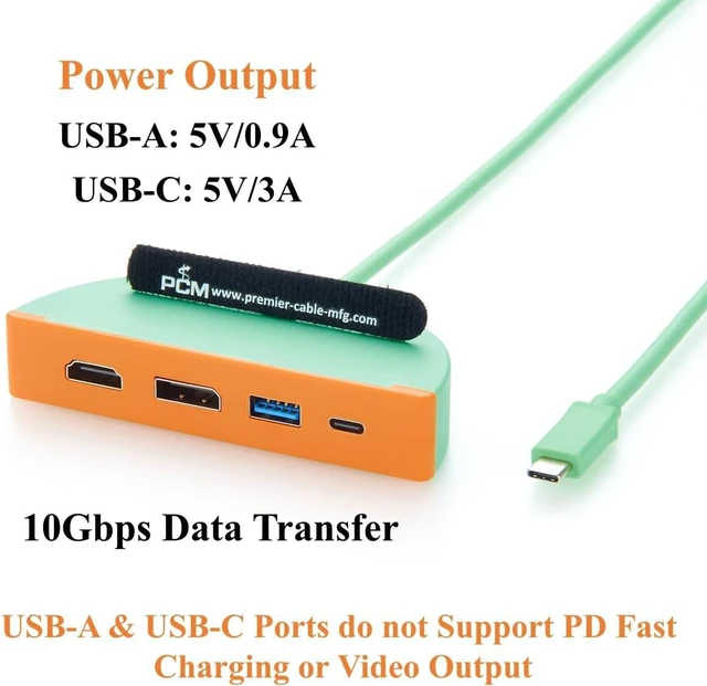 Alt view image 3 of 7 - 4-in-1 Portable USB C Hub, Multiport Adapter with Dual Monitor 4K@60Hz HDMI DisplayPort, 10Gbps USB-C and USB-A Data Ports, for Laptop, macOS, Windows, Linux (0.3M)