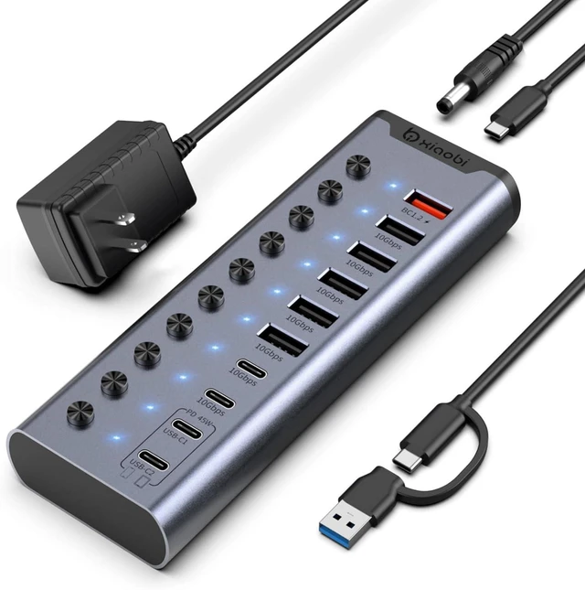 Main image of Powered USB Hub, Individual Switches and 24V/3A Power Adapter
