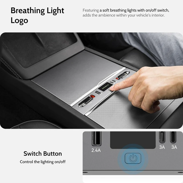 Alt view image 6 of 7 - Max 127W USB Hub for Tesla New Model 3 (Highland) 2025/2024, Super Fast Charger Up 65W for Laptop, iPhone 16/15 and More, 2-Retractable Cable & 3-Port Docking Station