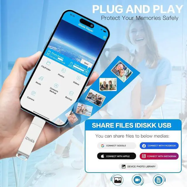 Alt view image 5 of 7 - iDiskk 1TB iPhone Photo Storage Stick MFi Certified Flash Drive Photo Stick for iPhone (14/13/12/12 pro/12 pro max/11/11 Pro/XR/X) Flashdrive for iPhone iPad MacBook/Laptops/PC for Photos Videos 1TB