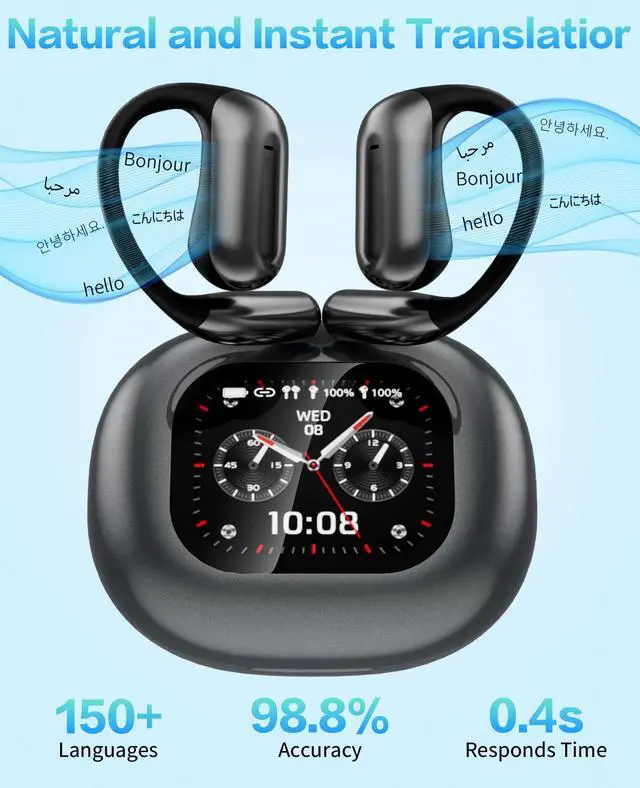 Alt view image 2 of 7 - Real time Ai Translator Earbuds Language Translation Device,Spanish and English Translator Earbuds for160 Languages & Accents,Ideal for Travel and Business,Touch to Enjoy Various Modes