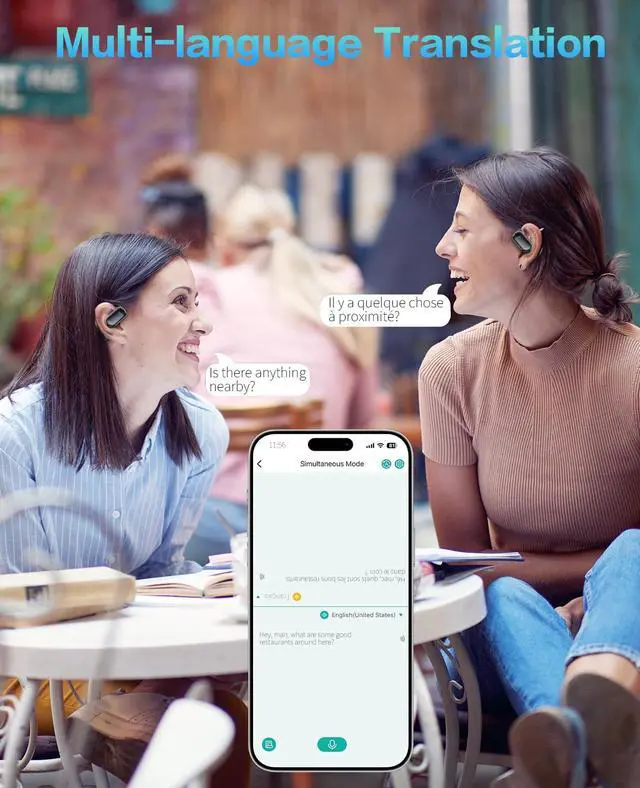 Alt view image 4 of 7 - Real time Ai Translator Earbuds Language Translation Device,Spanish and English Translator Earbuds for160 Languages & Accents,Ideal for Travel and Business,Touch to Enjoy Various Modes