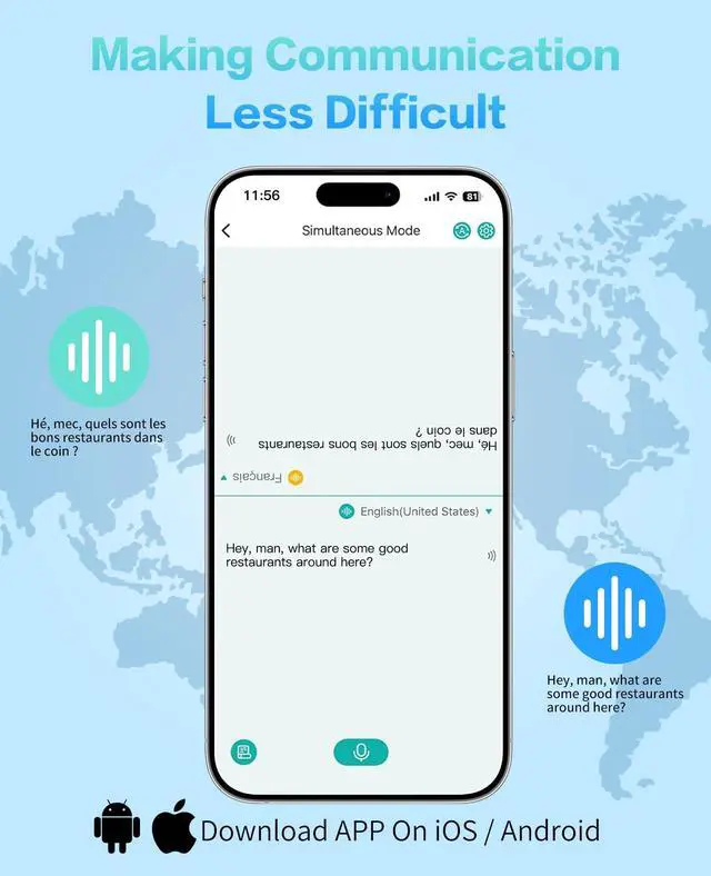 Alt view image 6 of 7 - Real time Ai Translator Earbuds Language Translation Device,Spanish and English Translator Earbuds for160 Languages & Accents,Ideal for Travel and Business,Touch to Enjoy Various Modes