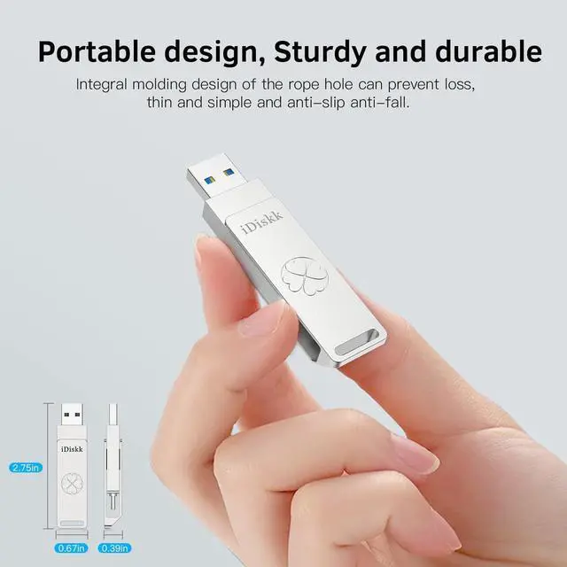 Alt view image 6 of 7 - iDiskk 128GB 500MB/s Flash Drive Photo Stick for USB C iPad/iPhone/MacBook,Laptops,Android Phones,ONE-Click Backup Photos &Videos