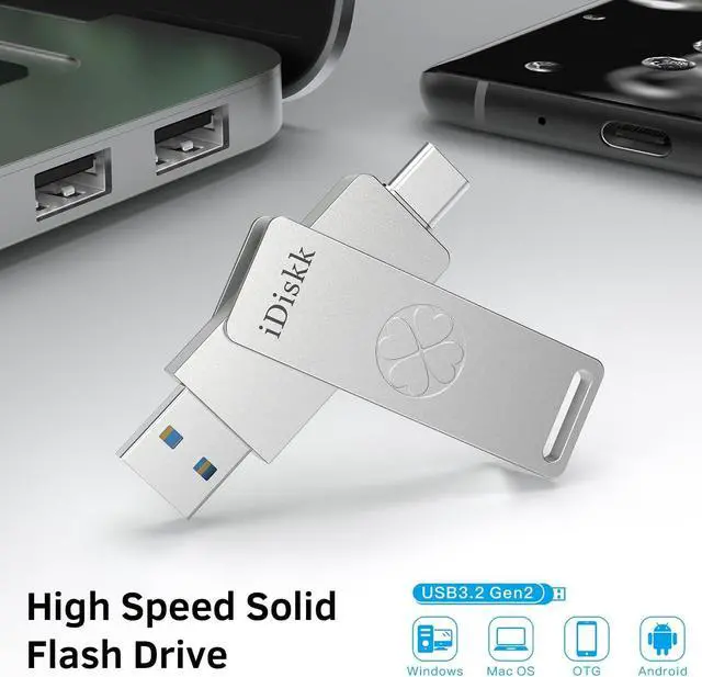 Alt view image 7 of 7 - iDiskk 128GB 500MB/s Flash Drive Photo Stick for USB C iPad/iPhone/MacBook,Laptops,Android Phones,ONE-Click Backup Photos &Videos