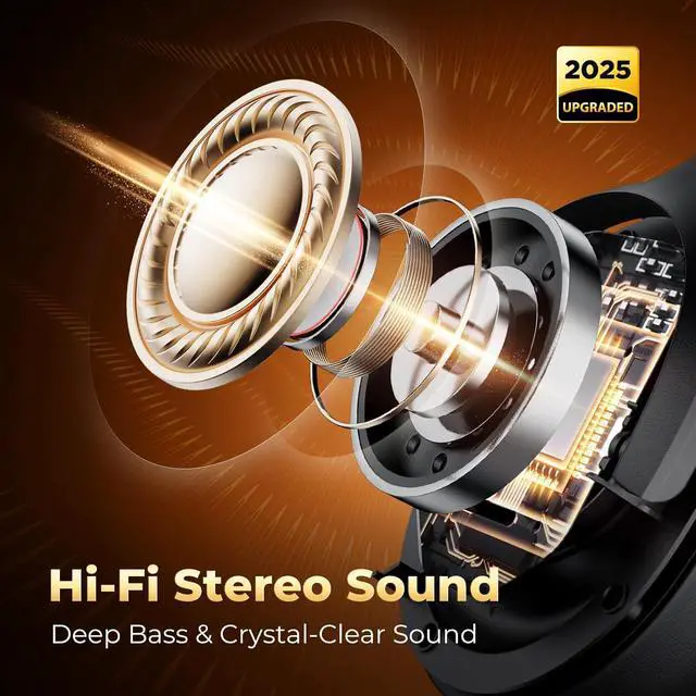 Alt view image 2 of 7 - Idiskk Hybrid Active Noise Cancelling Headphones with Transparency Mode, Wireless Over Ear Headphones Wireless 5.3, Hi-Res Audio, Deep Bass Comfortable Fit Noise Cancelling Headphones Wireless 5.3