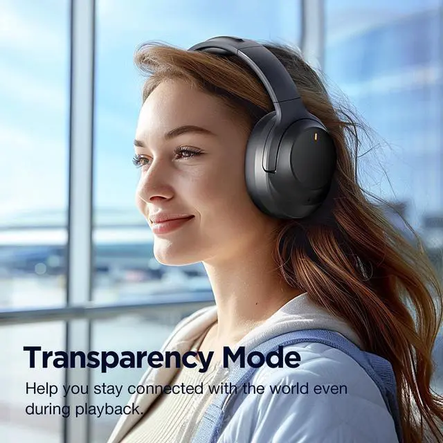 Alt view image 6 of 7 - Idiskk Hybrid Active Noise Cancelling Headphones with Transparency Mode, Wireless Over Ear Headphones Wireless 5.3, Hi-Res Audio, Deep Bass Comfortable Fit Noise Cancelling Headphones Wireless 5.3