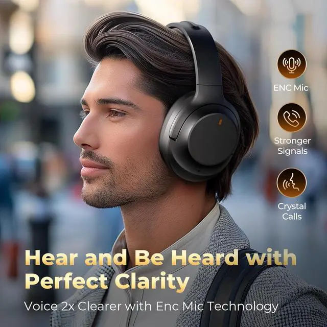 Alt view image 3 of 7 - Idiskk Hybrid Active Noise Cancelling Headphones with Transparency Mode, Wireless Over Ear Headphones Wireless 5.3, Hi-Res Audio, Deep Bass Comfortable Fit Noise Cancelling Headphones Wireless 5.3