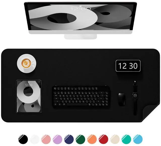Main image of Desk Pad, 30" x 14" PU Leather Non-Slip Desk Mat Large Mouse Pad for Desktop, Waterproof Laptop Computer Writing Mat for Office, Home, Work, Gaming, Black