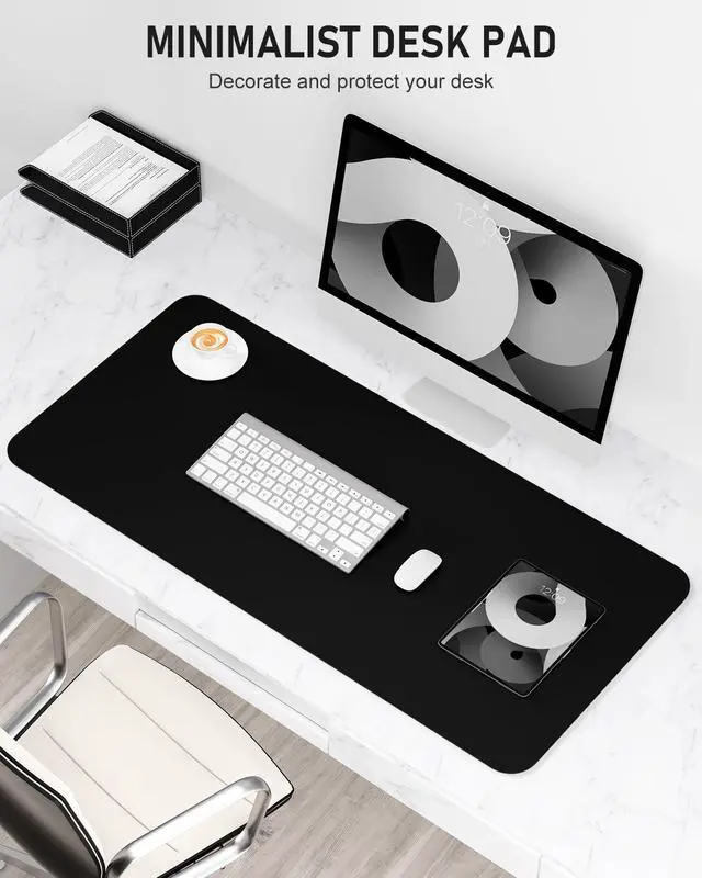 Alt view image 2 of 7 - Desk Pad, 30" x 14" PU Leather Non-Slip Desk Mat Large Mouse Pad for Desktop, Waterproof Laptop Computer Writing Mat for Office, Home, Work, Gaming, Black