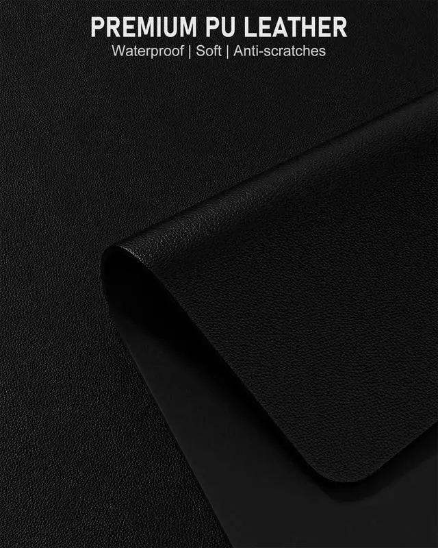 Alt view image 3 of 7 - Desk Pad, 30" x 14" PU Leather Non-Slip Desk Mat Large Mouse Pad for Desktop, Waterproof Laptop Computer Writing Mat for Office, Home, Work, Gaming, Black