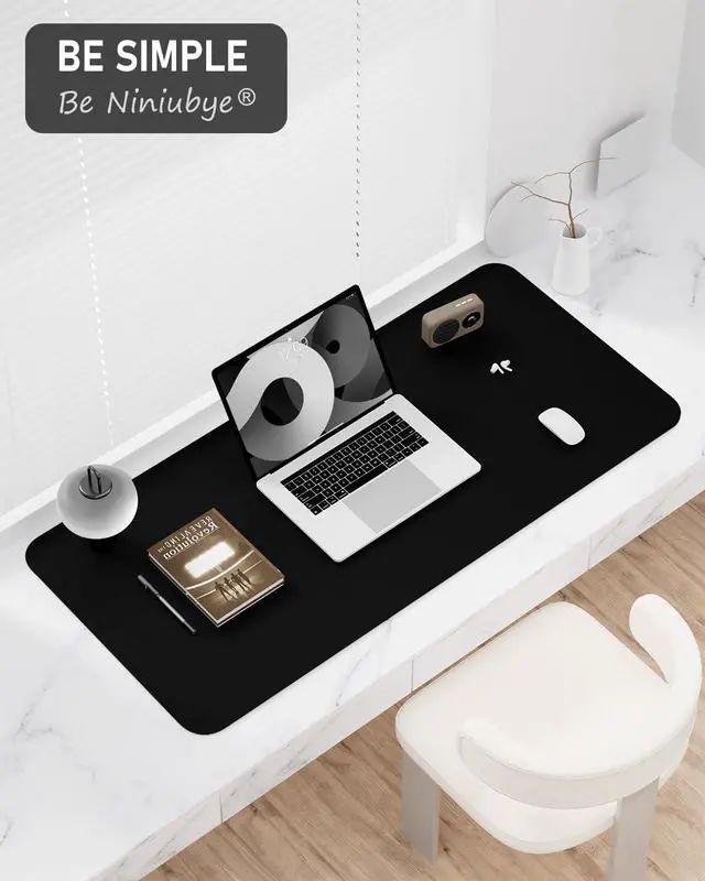 Alt view image 7 of 7 - Desk Pad, 30" x 14" PU Leather Non-Slip Desk Mat Large Mouse Pad for Desktop, Waterproof Laptop Computer Writing Mat for Office, Home, Work, Gaming, Black