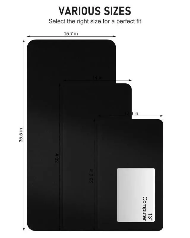 Alt view image 6 of 7 - Desk Pad, 30" x 14" PU Leather Non-Slip Desk Mat Large Mouse Pad for Desktop, Waterproof Laptop Computer Writing Mat for Office, Home, Work, Gaming, Black