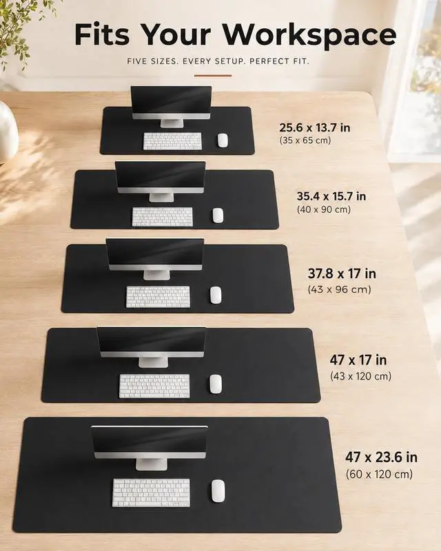 Alt view image 4 of 7 - Dual-Sided Desk Pad - 25.6x13.7 inches Leather Desk Mat, Natural Cork Desk Pad Protector, Large Mouse Pad for Desk, Waterproof Desk Blotter Pad, Desk Writing Pad for Office Work/Home, Black
