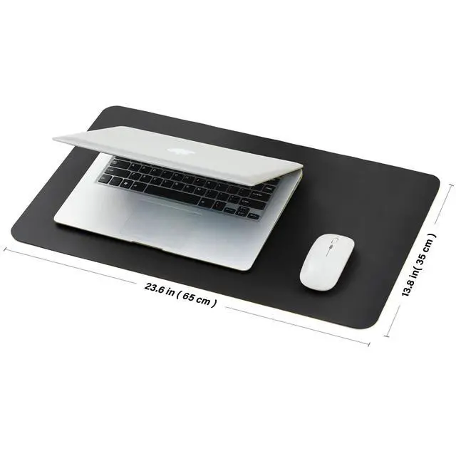 Alt view image 2 of 7 - Leather Desk Mat - Small Non-Slip PU Desk Pad for Office and Home - Desk Organization and Accessories - Ideal for Large Mouse Pad and Small Desk Mats on Top of Desks (Black,23.6"x 13.8")