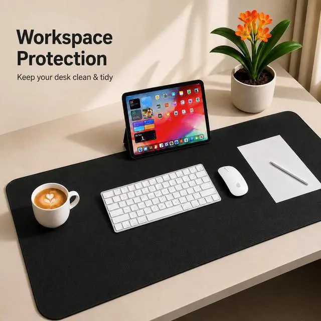 Alt view image 2 of 7 - Cork Desk Mat, Black,23.6" x 13.7", Desk Pad Protector