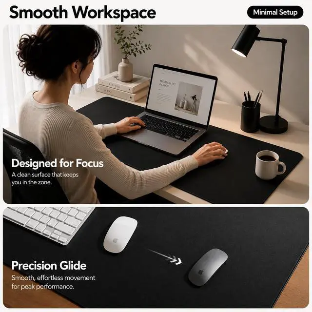 Alt view image 5 of 7 - Cork Desk Mat, Black,23.6" x 13.7", Desk Pad Protector