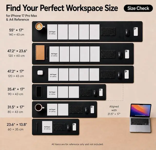 Alt view image 6 of 7 - Cork Desk Mat, Black,23.6" x 13.7", Desk Pad Protector