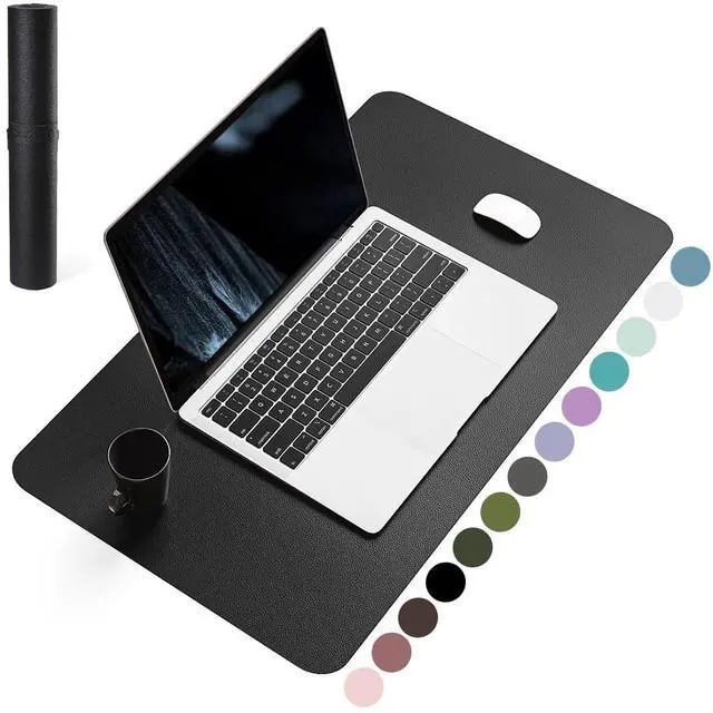 Main image of Non-Slip Leather Desk Pad, Waterproof Laptop Computer Desk Keyboard Mat, Table Protector Blotter Mat, Large Mouse Pad for Office/Work/Home/Decor(Black, 23.6" x 13.7")