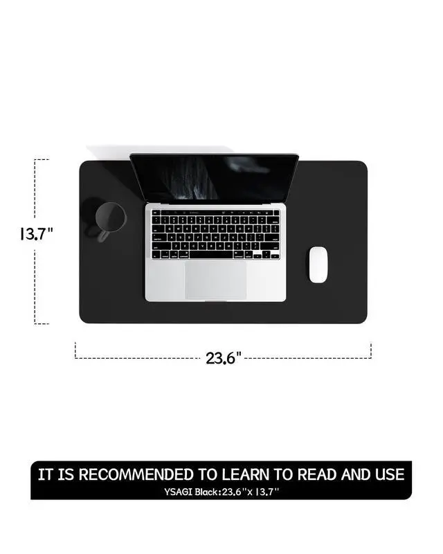 Alt view image 7 of 7 - Non-Slip Leather Desk Pad, Waterproof Laptop Computer Desk Keyboard Mat, Table Protector Blotter Mat, Large Mouse Pad for Office/Work/Home/Decor(Black, 23.6" x 13.7")