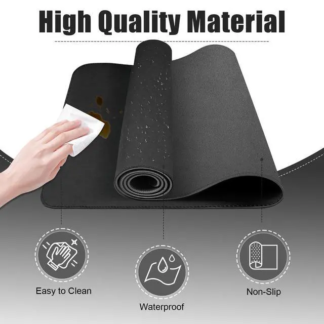 Alt view image 3 of 6 - Desk Pad Protector, Leather & Suede Desk Mat, Non-Slip Desk Pad Mat, Large Mouse Pad, Waterproof Desk Blotter Mat, Desk Cover for Office, Home (Black, 23.6" x 13.7")