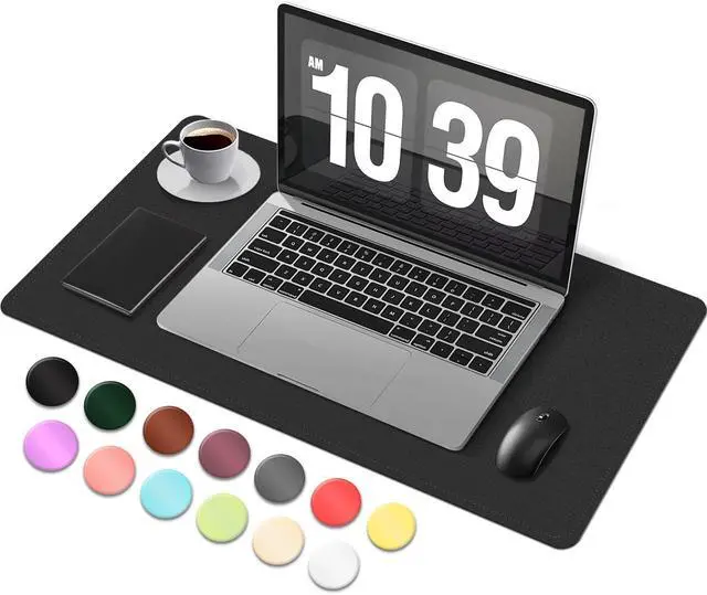 Main image of Desk Pad Protector, Leather & Suede Desk Mat, Non-Slip Desk Pad Mat, Large Mouse Pad, Waterproof Desk Blotter Mat, Desk Cover for Office, Home (Black, 23.6" x 13.7")