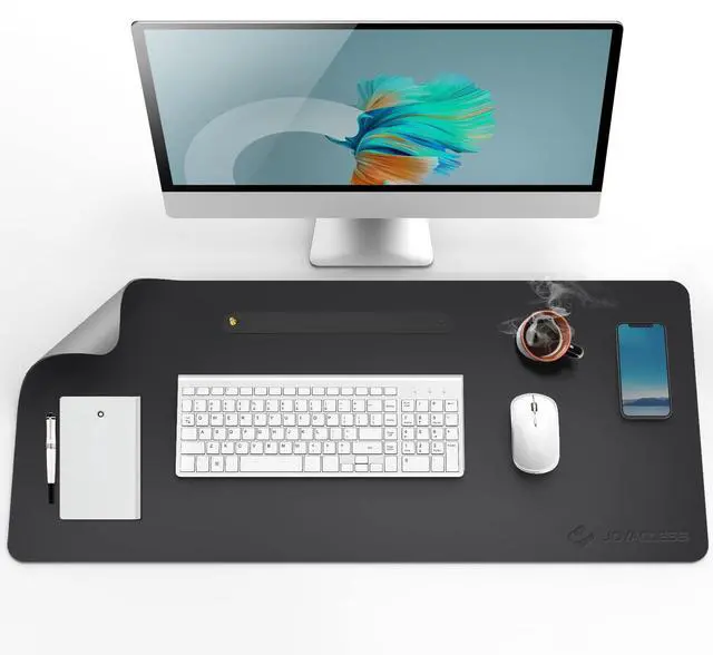 Main image of Black Mouse Pad, J Double Sided Office Mouse Pad,Waterproof Leather Desk Pad Protector,Desk Writing Pad, Non-Slip Base Cmoputer Mouse Pad for Laptop(23.6 * 14.1)