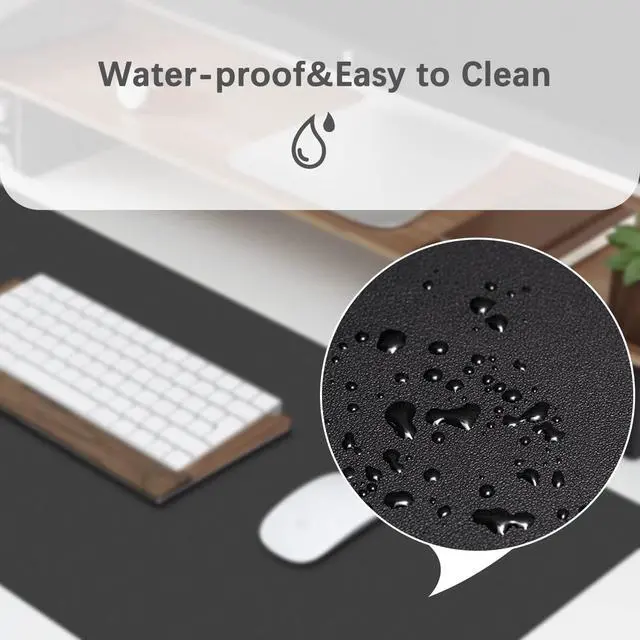Alt view image 7 of 7 - Black Mouse Pad, J Double Sided Office Mouse Pad,Waterproof Leather Desk Pad Protector,Desk Writing Pad, Non-Slip Base Cmoputer Mouse Pad for Laptop(23.6 * 14.1)