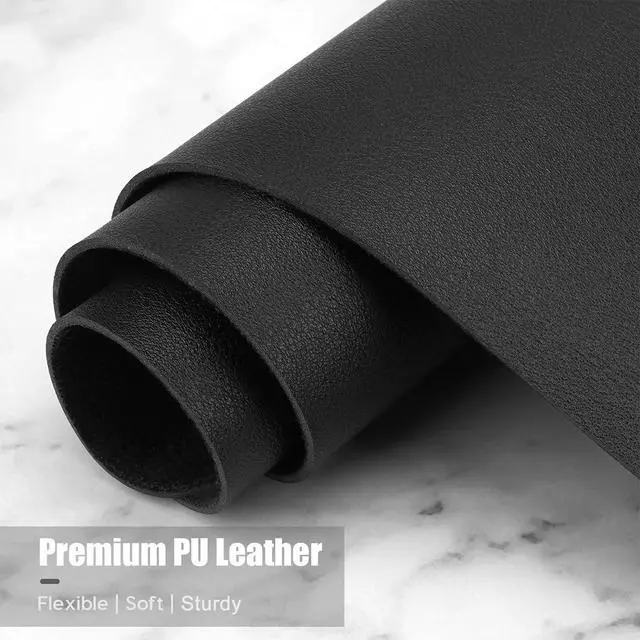Alt view image 5 of 7 - Desk Pad, 23.6" x 13.8" PU Leather Desk Mat, M Extended Mouse Pad, Waterproof Desktop Blotter Protector, Non-Slip Ultra Thin Small Laptop Keyboard Writing Mat for Office Home, Black