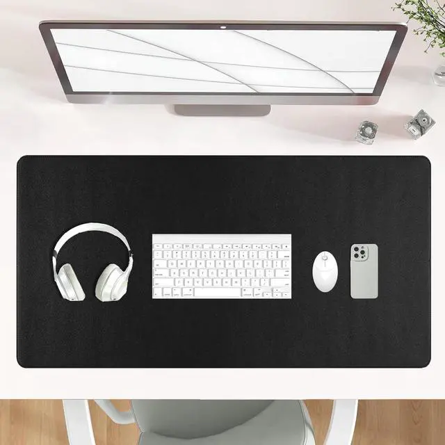 Main image of Black Leather Desk Mat Large Mouse Pad, Waterproof Desk Pad for Keyboard and Mouse, Non-Slip Computer Desk Protector, Smooth Mouse Movement Desk Mat for Home and Office(31.5"×15.7")