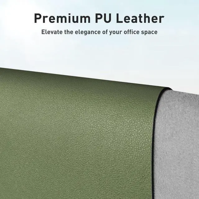 Alt view image 2 of 7 - Desk Protector Mat, Mouse Pad, Non-Slip Waterproof PU Leather Desk Blotter, Laptop, Writing for Office and Home (23.6" x 13.7", Olive Green)