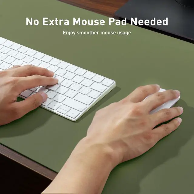 Alt view image 4 of 7 - Desk Protector Mat, Mouse Pad, Non-Slip Waterproof PU Leather Desk Blotter, Laptop, Writing for Office and Home (23.6" x 13.7", Olive Green)