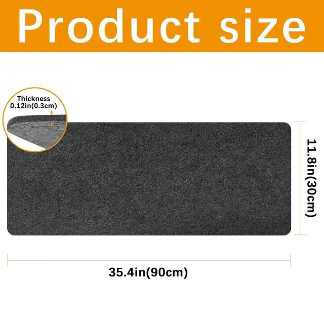 Alt view image 2 of 6 - Large Felt Desk mat 36x12 inches, with Non-Slip Full Desk Mouse Pad,Office Computer Desk Mat for Keyboard,Felt Desk Mat for Desk Pad Protector (Dark Gray)