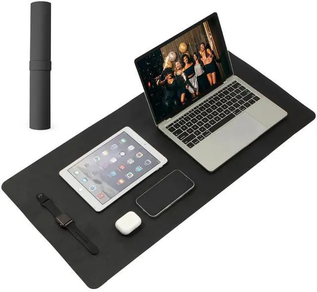 Main image of Large Office Leather Desk Mat, Large Mouse and Keyboard Pad, Laptop Pad, Desktop Protector(Black, 31.5 in. x 15.7 in.)