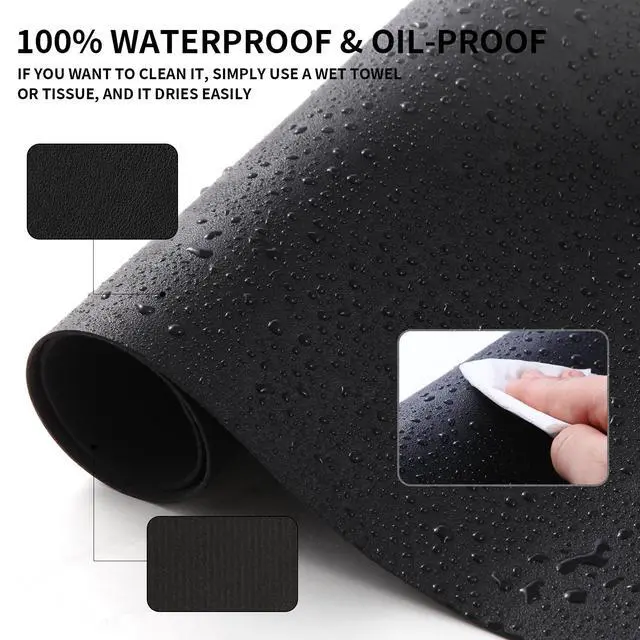 Alt view image 3 of 7 - Large Office Leather Desk Mat, Large Mouse and Keyboard Pad, Laptop Pad, Desktop Protector(Black, 31.5 in. x 15.7 in.)