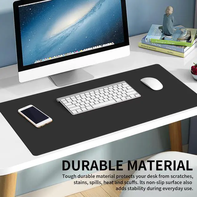 Alt view image 4 of 7 - Large Office Leather Desk Mat, Large Mouse and Keyboard Pad, Laptop Pad, Desktop Protector(Black, 31.5 in. x 15.7 in.)